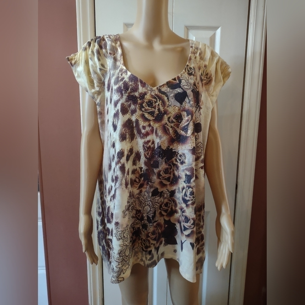 Bleu women's size 2xl floral blouse shirt top